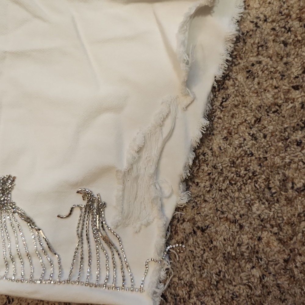 White Rhinestone Shorts - Picture 4 of 6